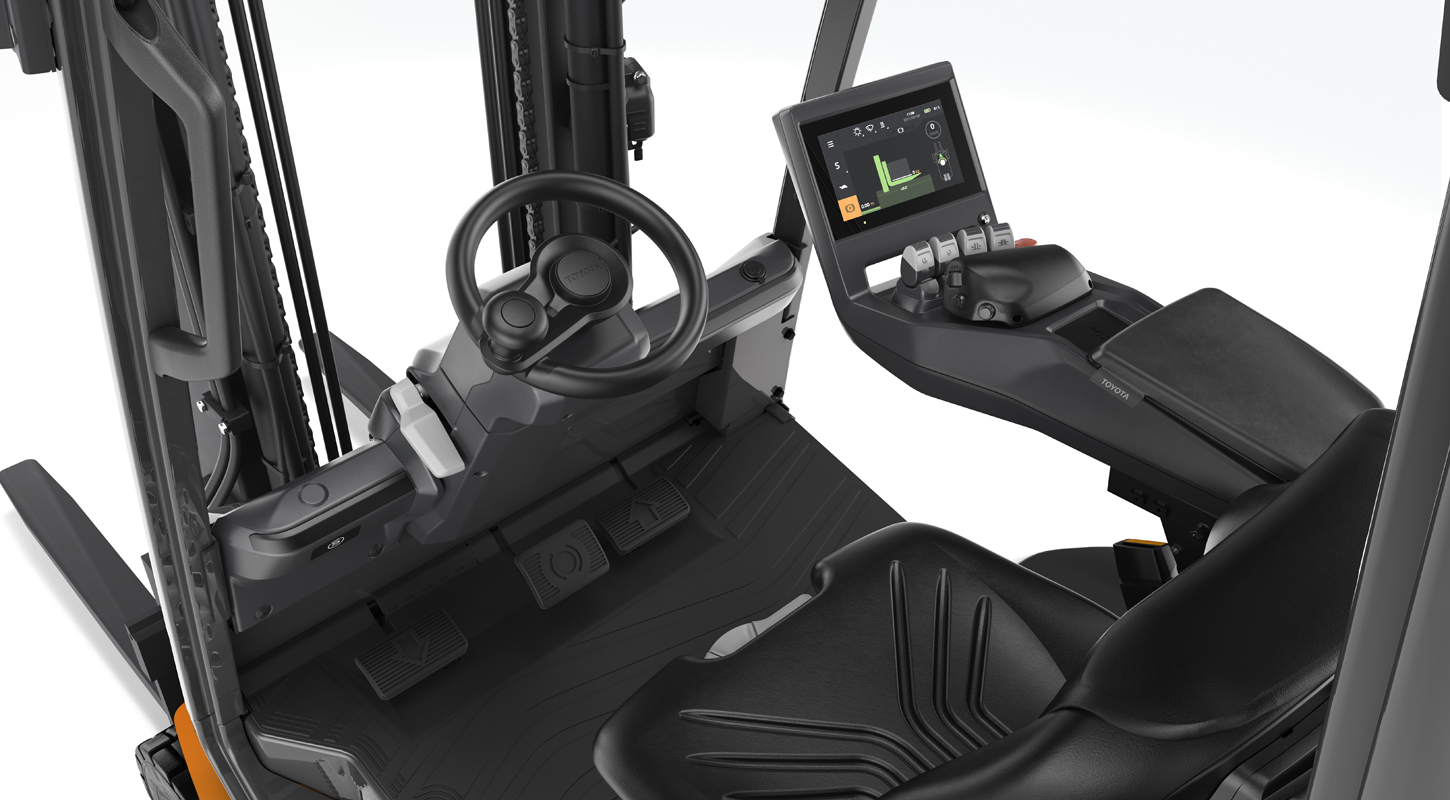 Carretilla contrapesada eléctrica Toyota Traigo48 con amplio compartimento para el operario 