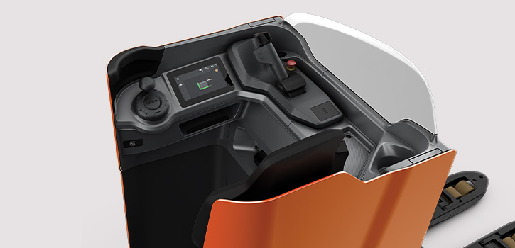 Transpaleta eléctrica LSI Toyota BT Levio con compartimento ergonómico para el operario